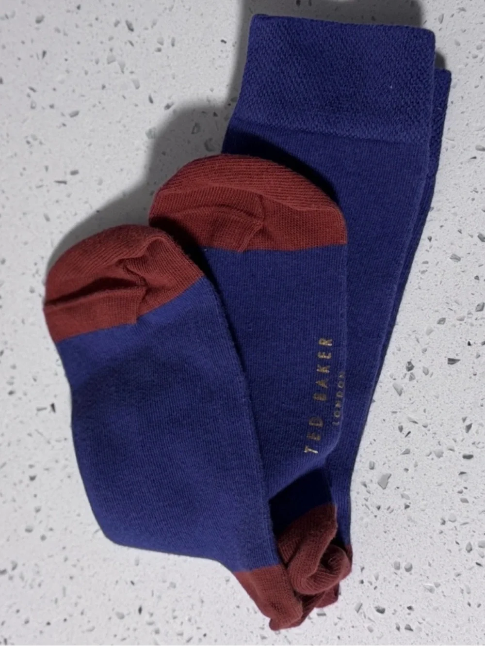 Ted Baker London Men’s Dress Socks Blue Burgundy Colorblock Crew Cotton Blend OS